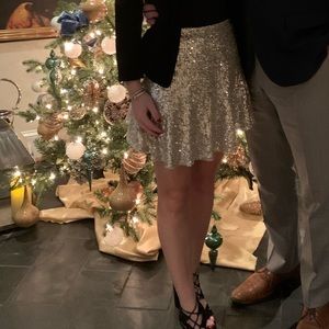 Silver Sequin free people mini skirt size XS